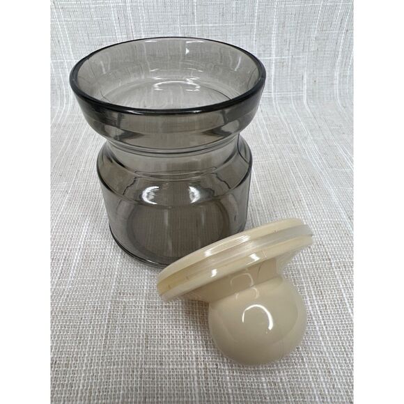 Vintage 80s Emsa Set of 3 Smoke Gray Acrylic Spice Jar Beige Shelf MCM Mod - Picture 6 of 9